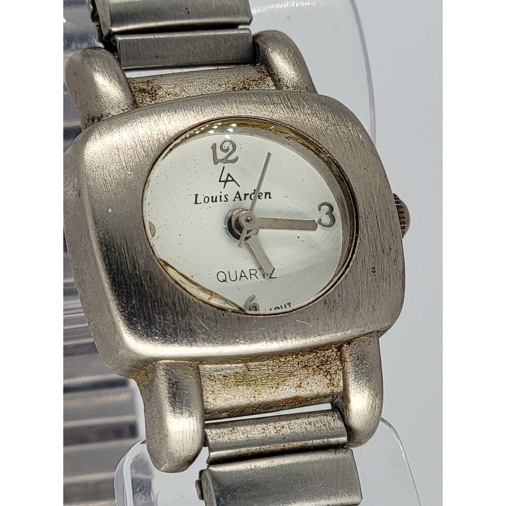 Louis Arden Ladies Silver Tone Quartz Stainless Steel Expanding Bracelet Watch